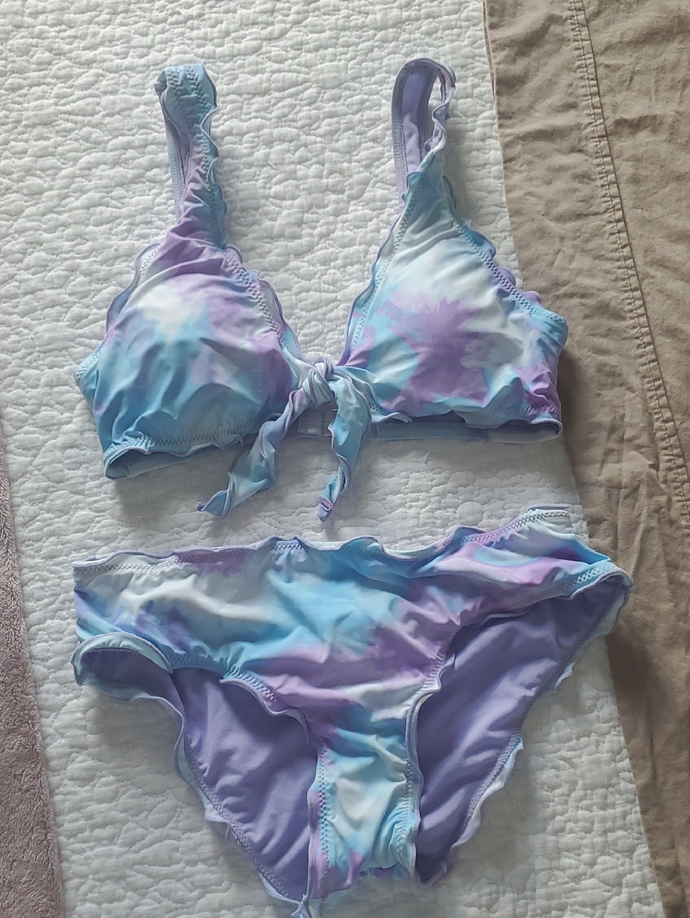 Hobie Pastel Blue & Lavender Tie-Dye Bikini Set